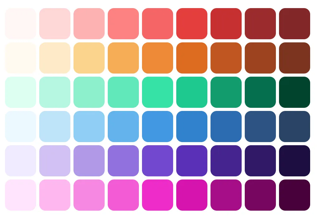 Palettes de couleurs du thÚme par défaut