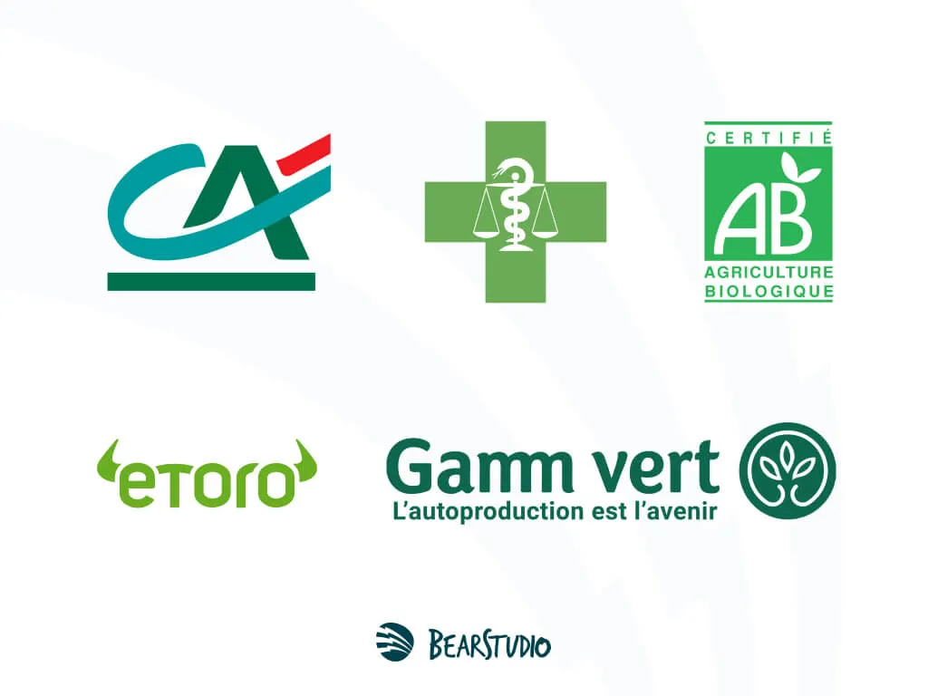 comparaison de logos verts