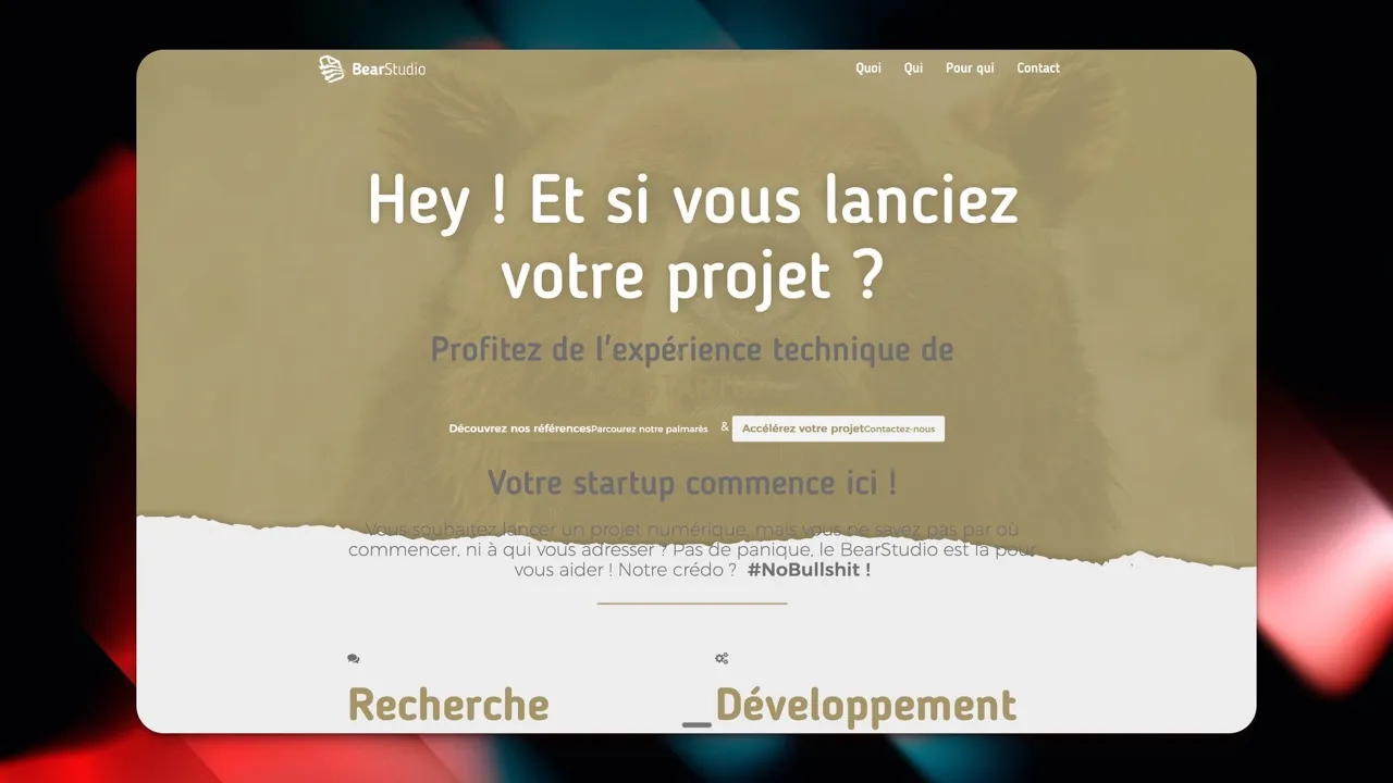 Première version du site bearstudio.fr développé en
2016