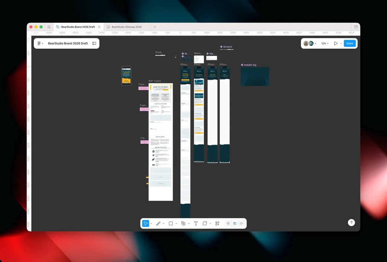 Screenshot of Figma showing a quick
wireframe.
