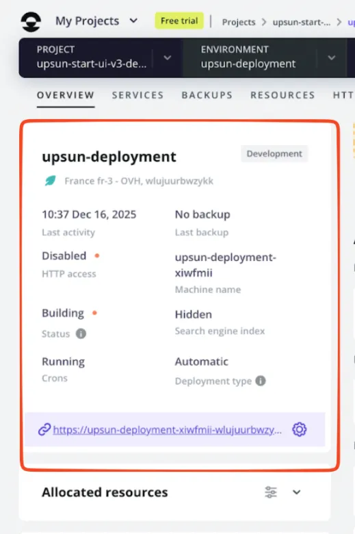 Focus on the options on the Upsun project dashboard.
