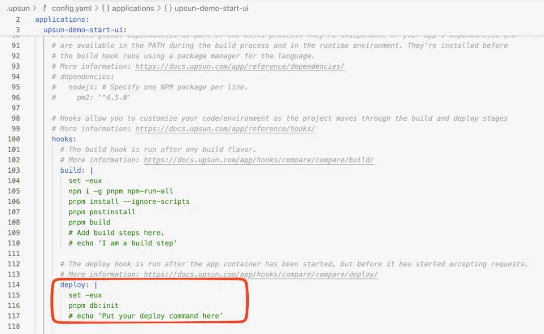 Configuration file - Deployment hook