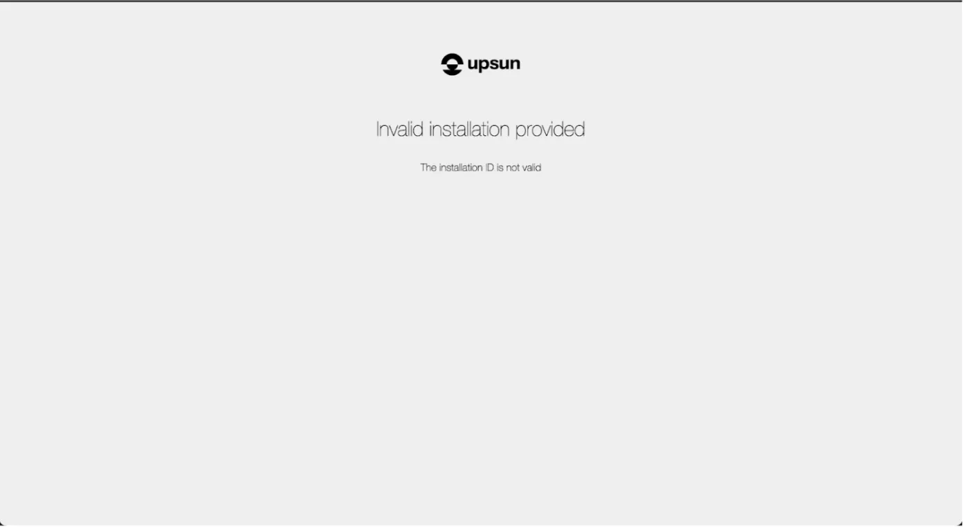 Upsun error page when attempting to synchronize a GitHub repository.