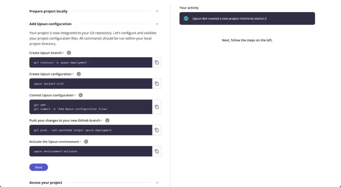 Setting up the new Upsun project - part two