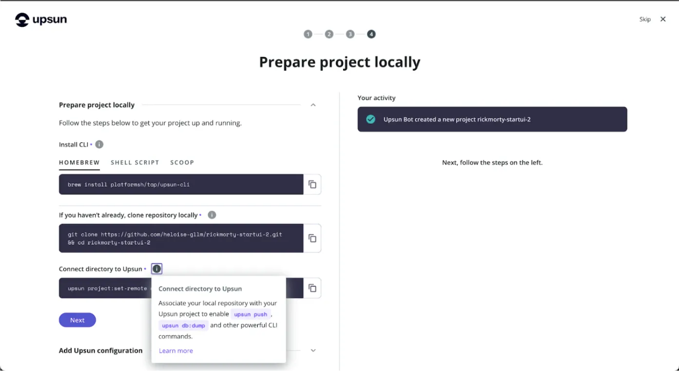 Setting up the new Upsun project - part one