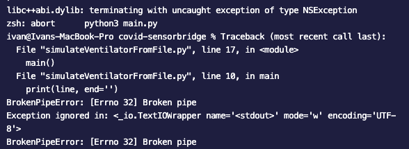 Erreur retournée par l'exécution du programme